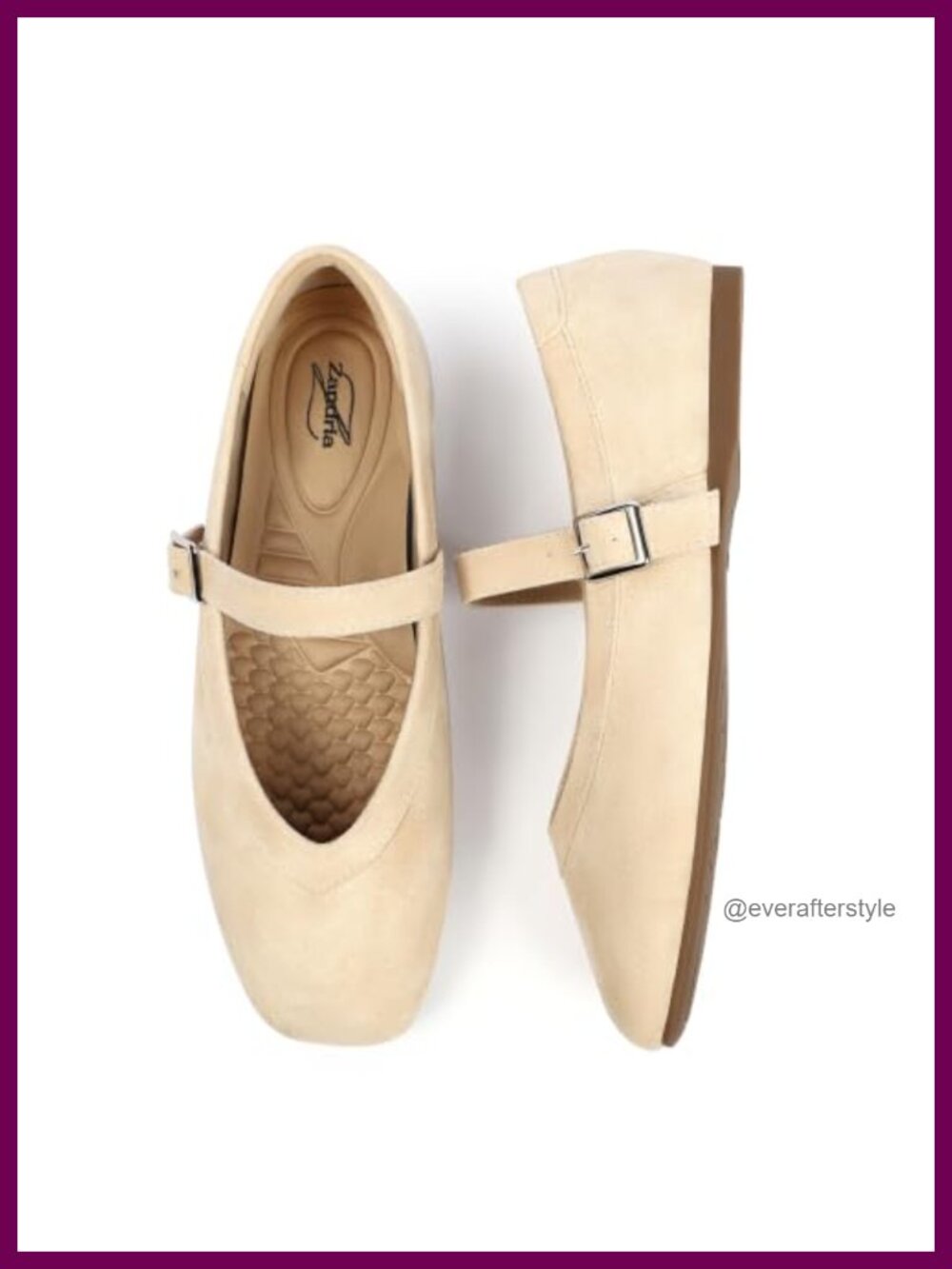 Mary Jane Flats Faux Suede Square Toe Adjustable Buckle Ballet Shoes